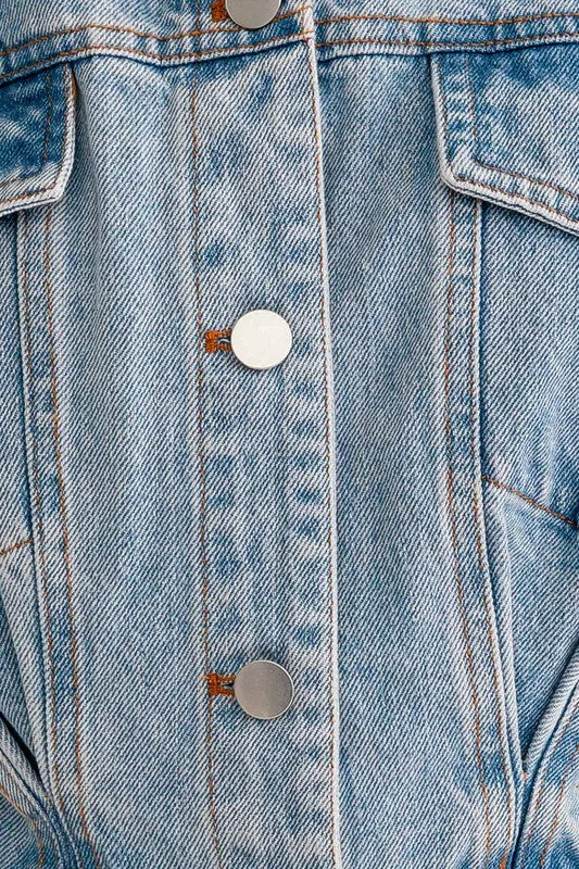 LE LIS Short Sleeve Denim Romper