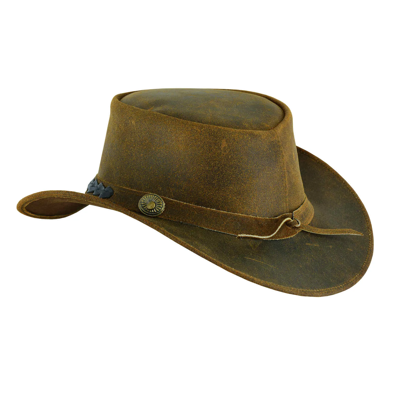 Leatherick Brown Vintage Wide Brim Hat