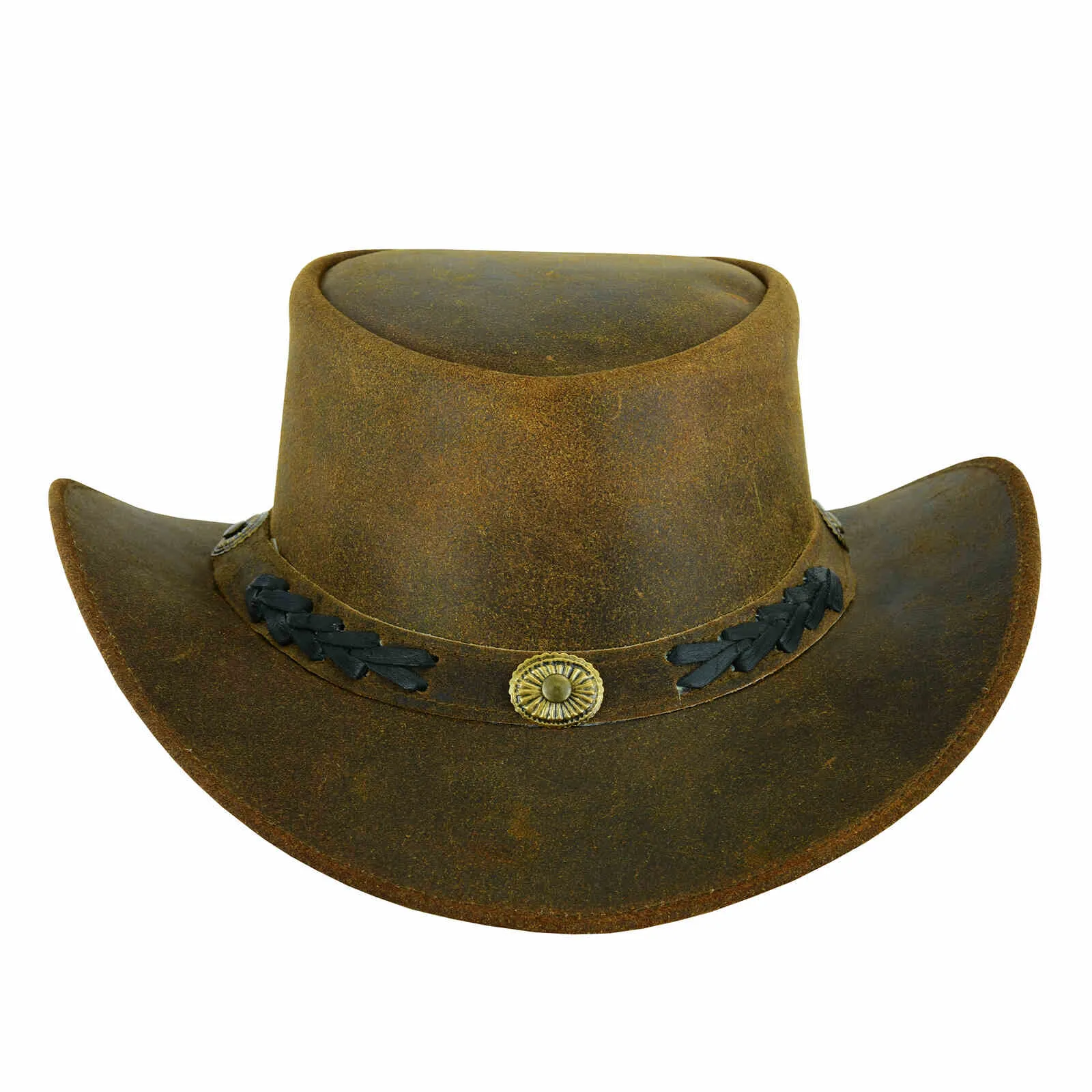 Leatherick Brown Vintage Wide Brim Hat