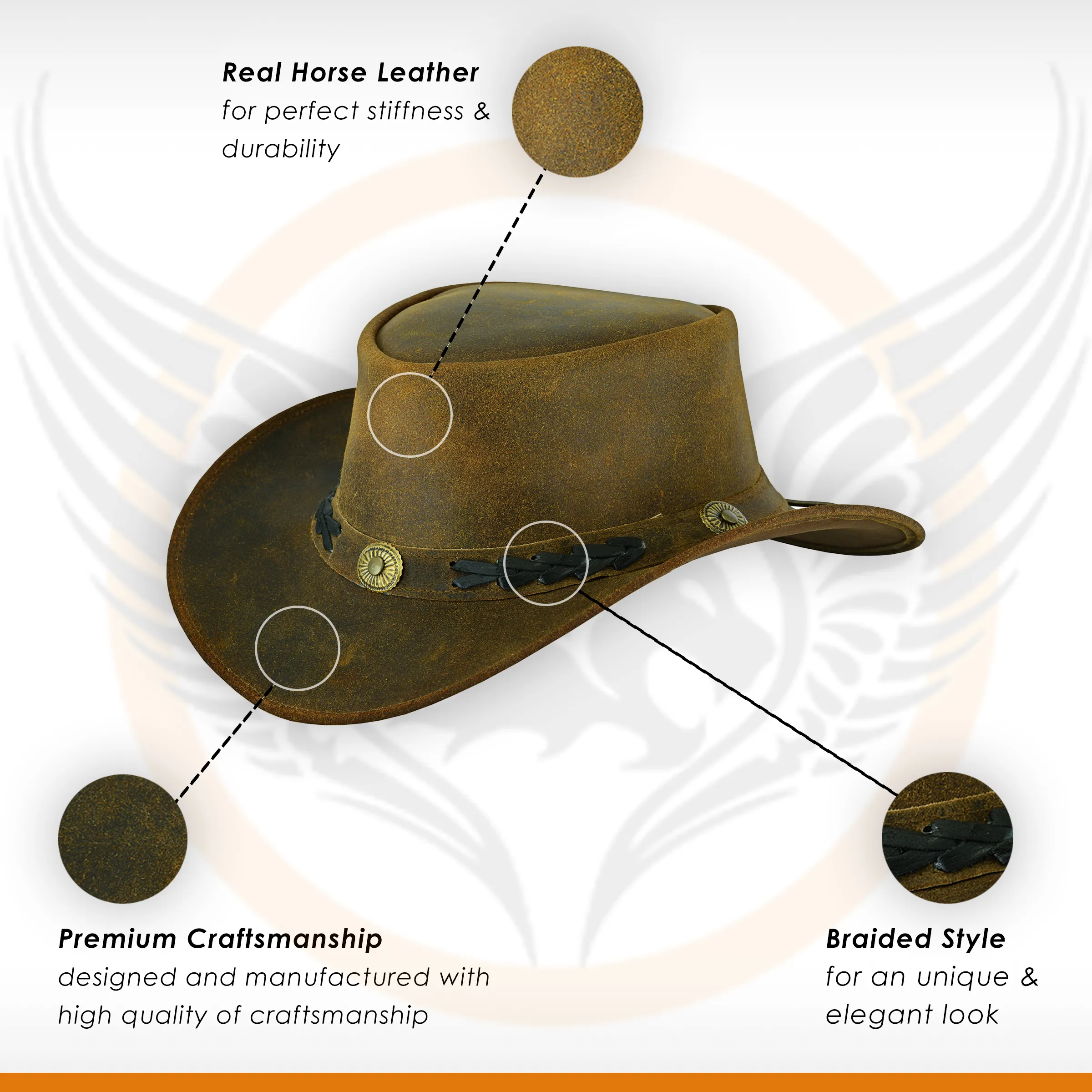 Leatherick Brown Vintage Wide Brim Hat