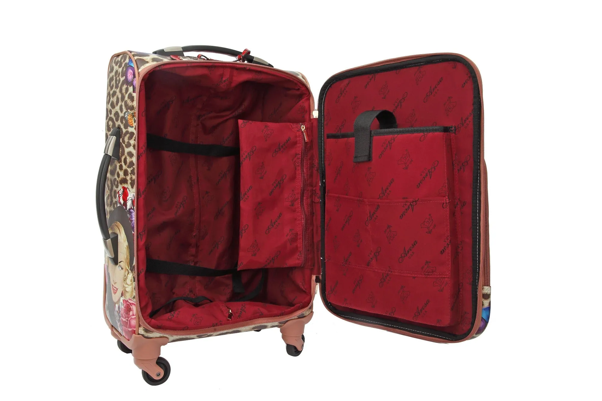 Leopard Vintage Carry on Luggage with Spinner Wheels [FJL6999]