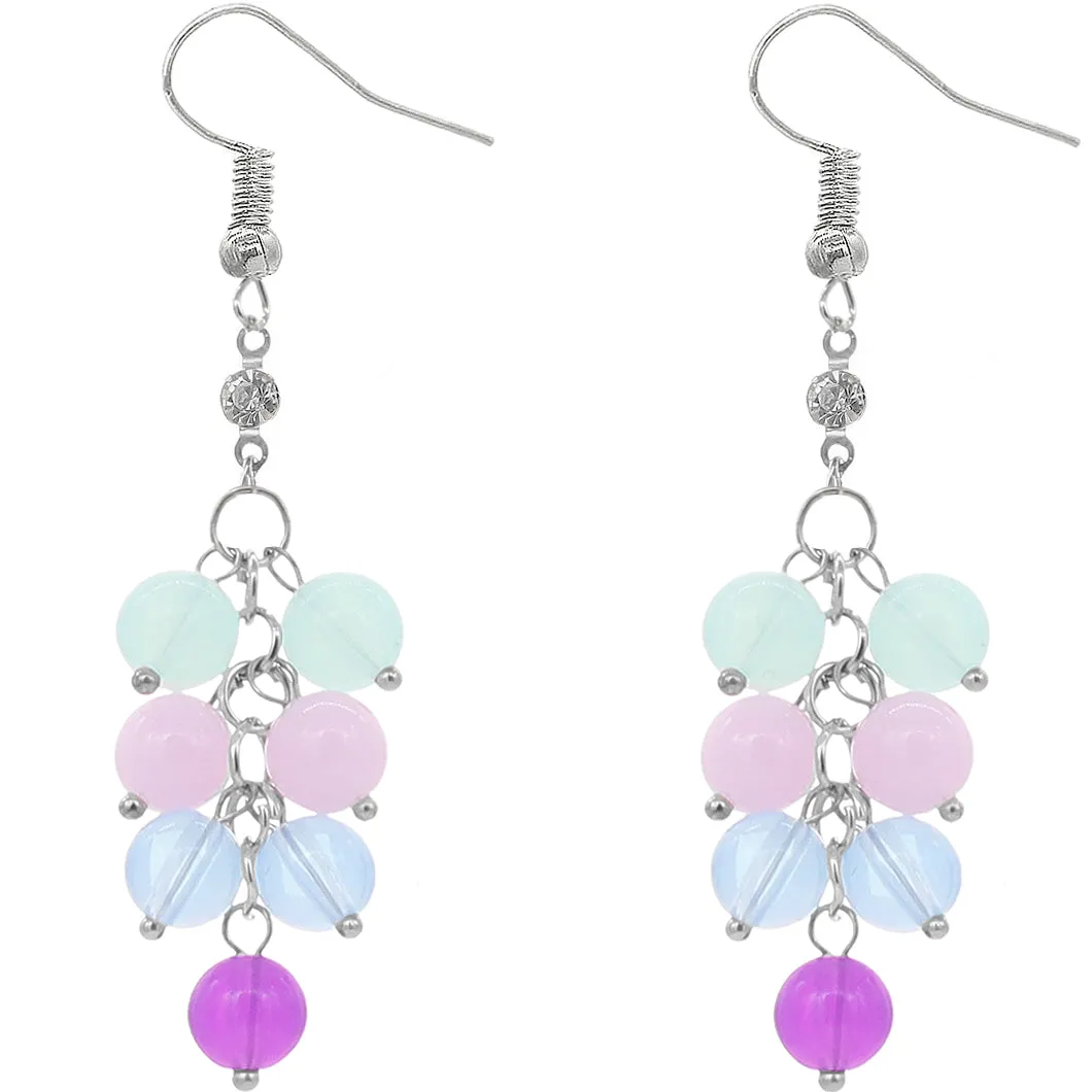Light Blue Multicolor Beaded Dangle Earrings