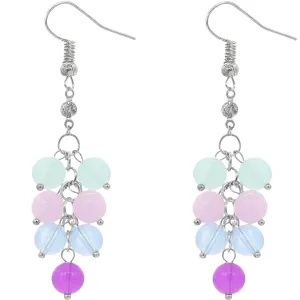 Light Blue Multicolor Beaded Dangle Earrings