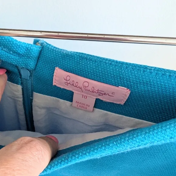 Lilly Pulitzer Blue Pencil Mini Skirt Sz 10.