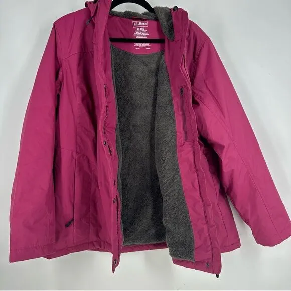 L.L BEAN Women’s Magenta Warmer Weather Winter Coat Jacket Sz 2X