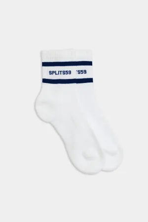 Logo Stripe Quarter Socks - White/Indigo