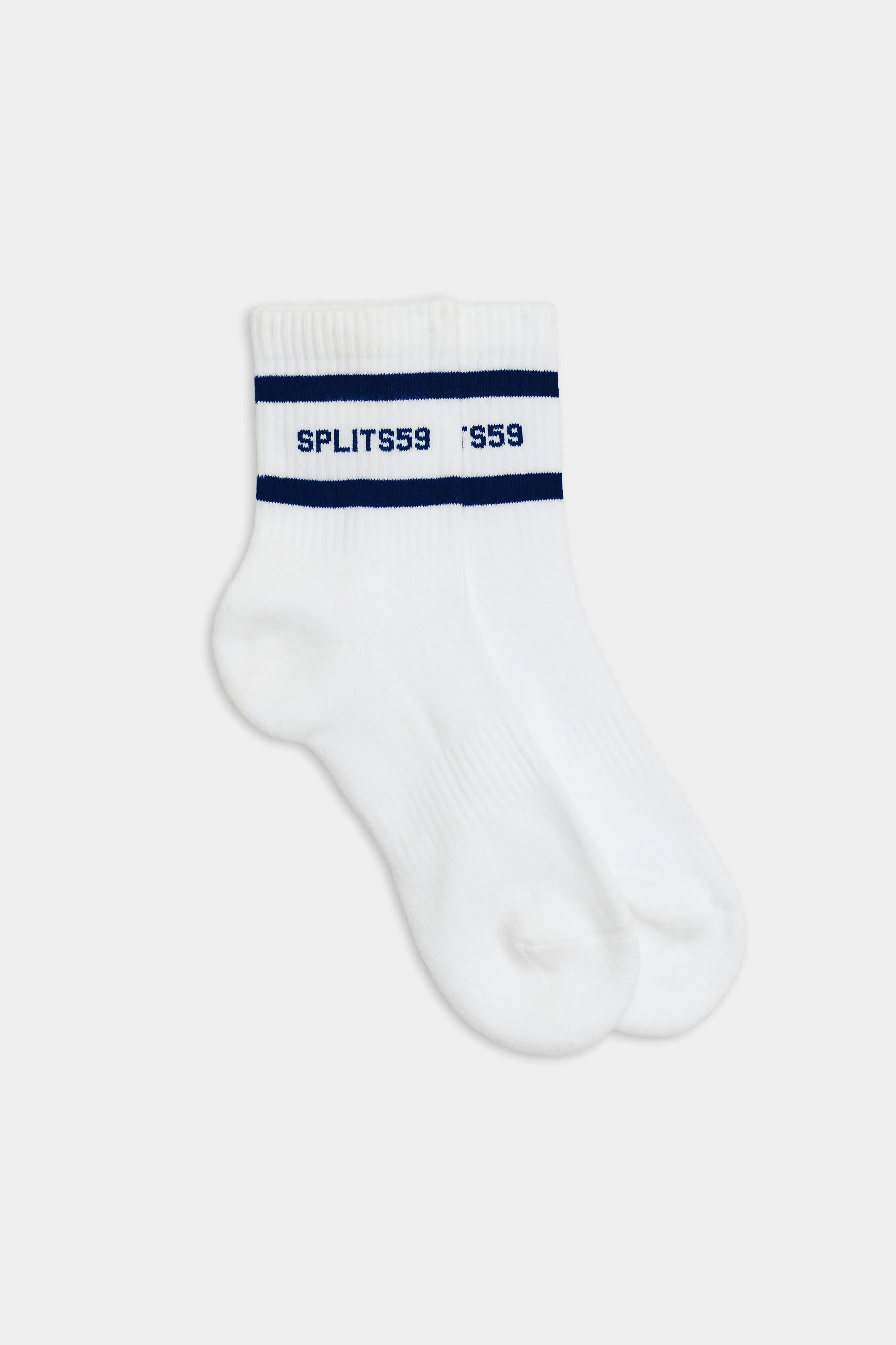 Logo Stripe Quarter Socks - White/Indigo