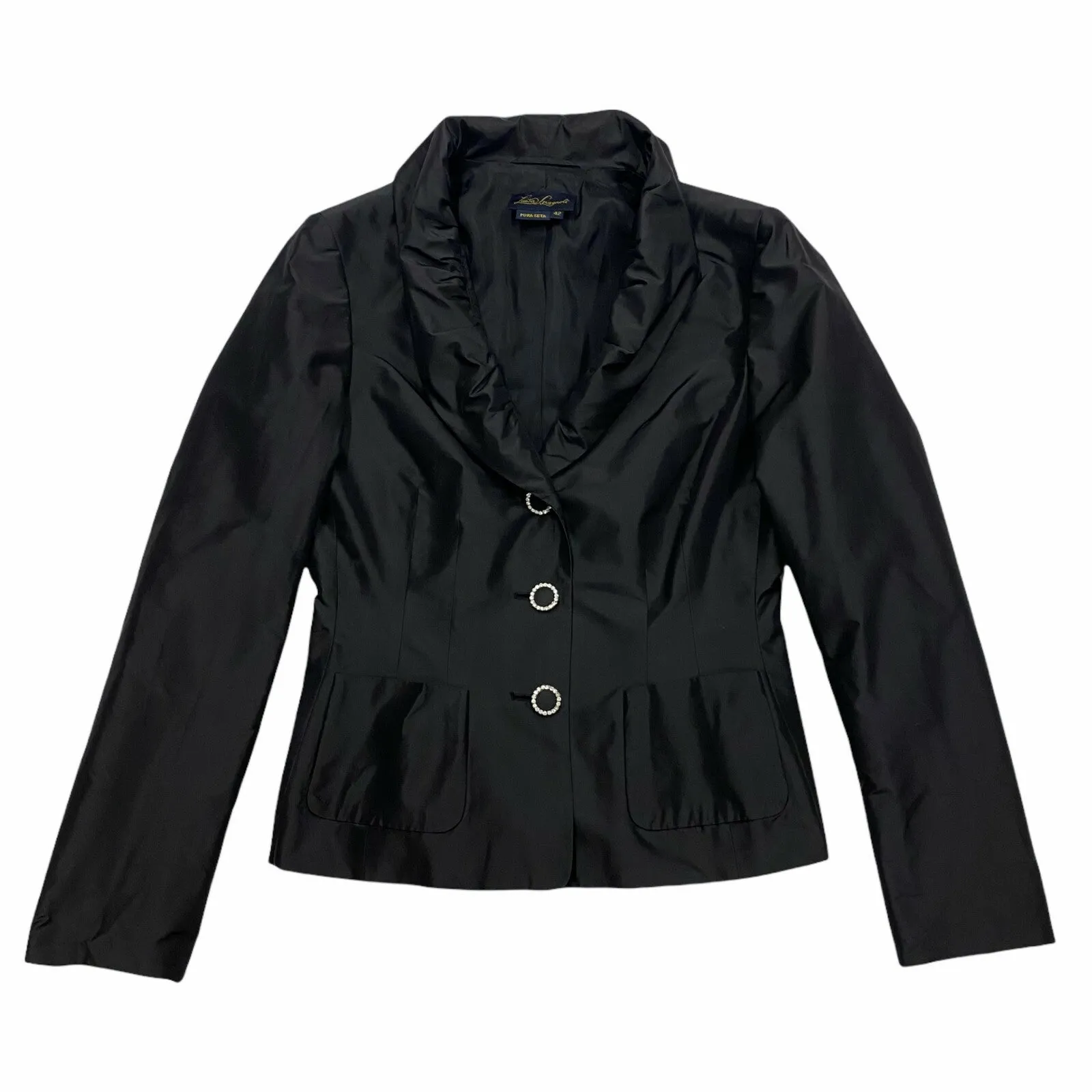 Luisa Spagnoli Silk Jacket | Vintage Womens Luxury High End Designer Black