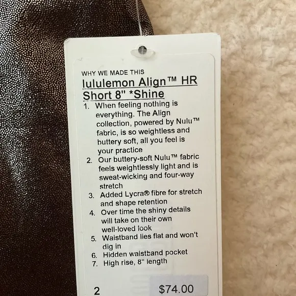 LULULEMON ATHLETICA sz 2 Shorts Metallic Align HR High Rise Red Black