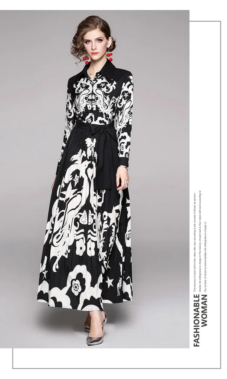 Luxury Design Runway Vintage Print Dress