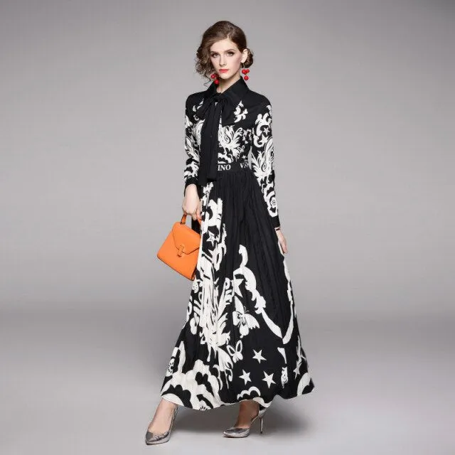 Luxury Design Runway Vintage Print Dress