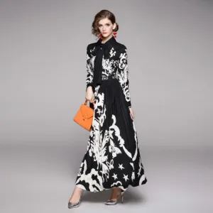 Luxury Design Runway Vintage Print Dress