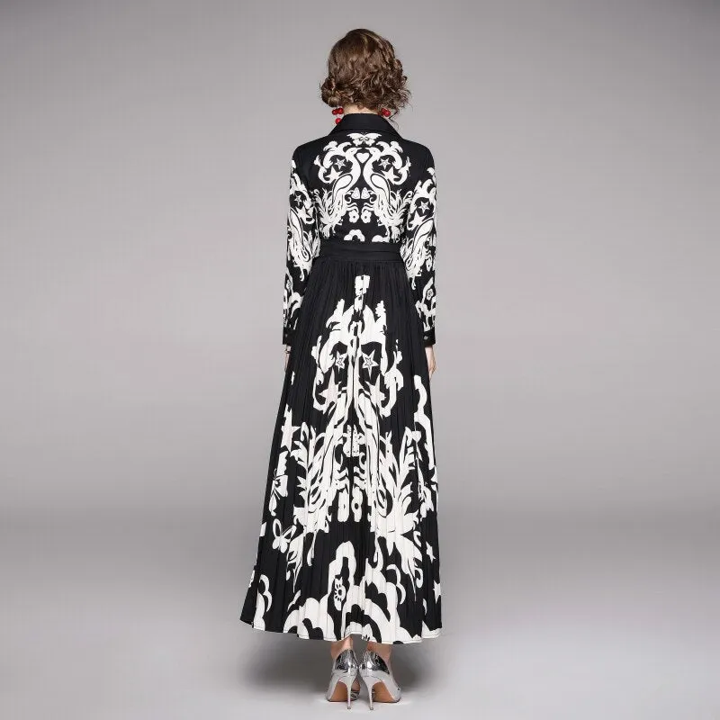 Luxury Design Runway Vintage Print Dress