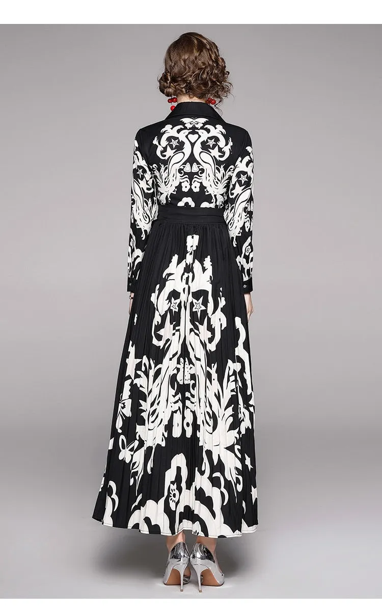 Luxury Design Runway Vintage Print Dress