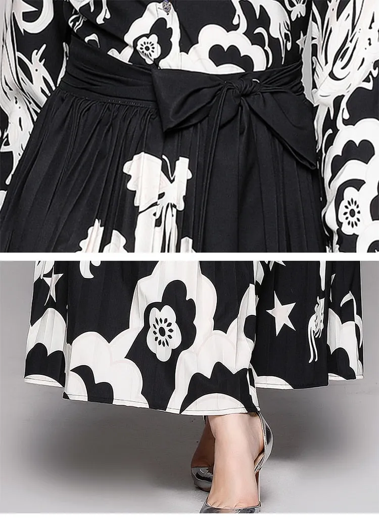 Luxury Design Runway Vintage Print Dress