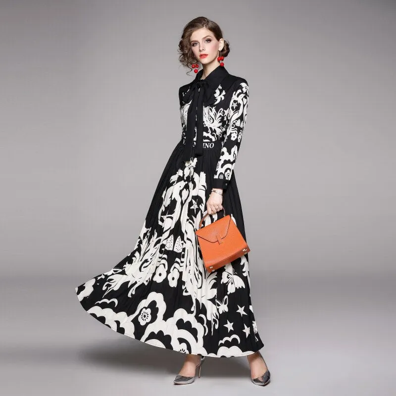 Luxury Design Runway Vintage Print Dress