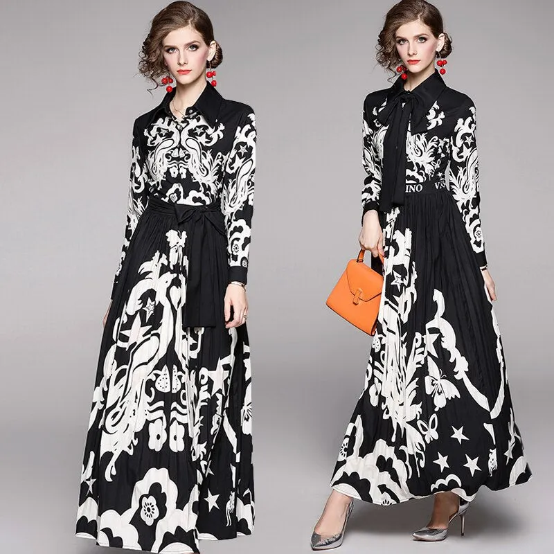 Luxury Design Runway Vintage Print Dress