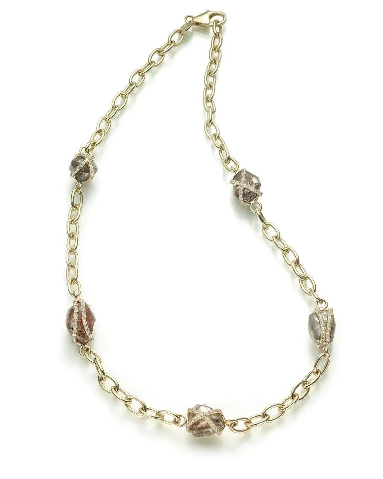 Luxury Embrace Champaign Yellow Natural Raw Necklace