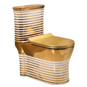 Luxury Modern Bathroom Toilet Gold White Dual Flush Floor Mounted