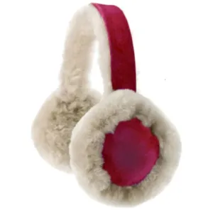 Luxury Sheepskin Earmuffs in Raspberry