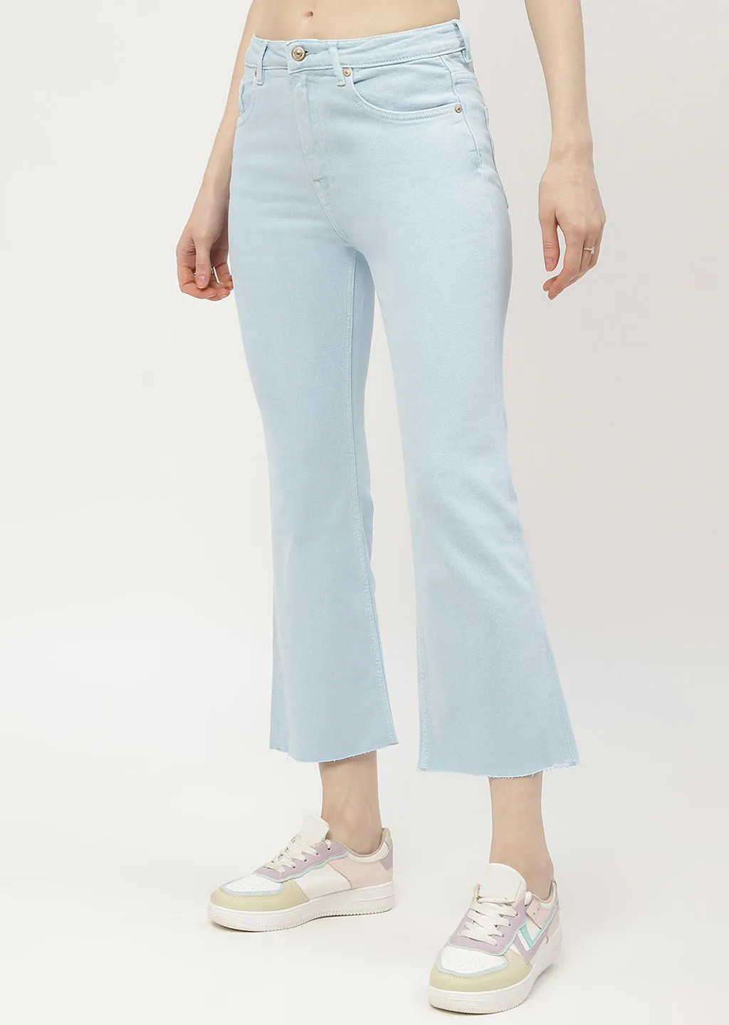 Madame Low Waist Sky Blue Bell Bottom Jeans