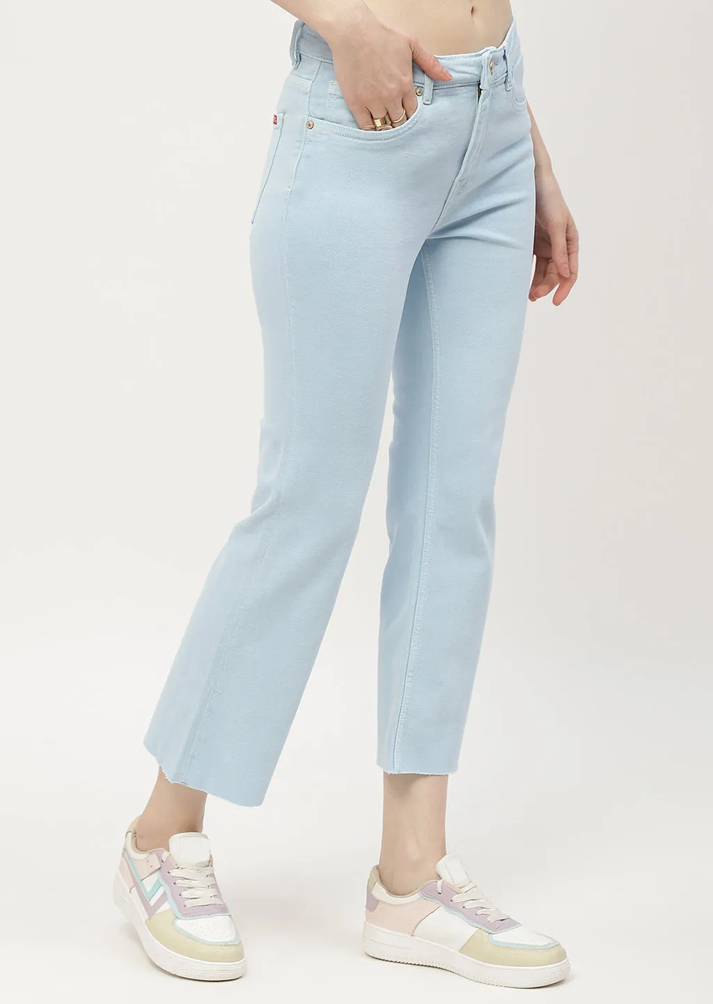 Madame Low Waist Sky Blue Bell Bottom Jeans