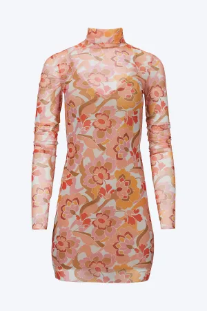 MARI POWER MESH TURTLENECK MINI DRESS