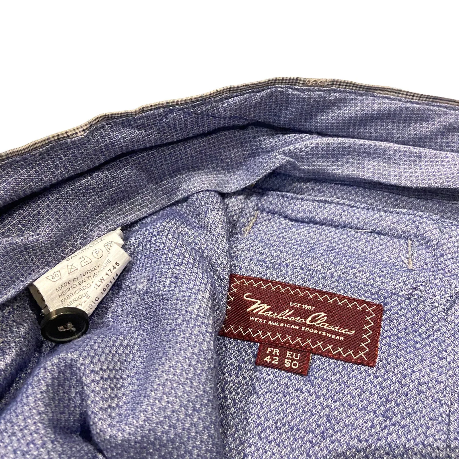 Marlboro Classics Grey Trousers | Vintage Luxury High End Designer Check Cotton