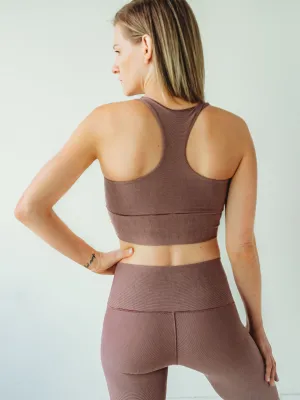 Mauve Microstripe Longline Sports Bra *FINAL SALE*