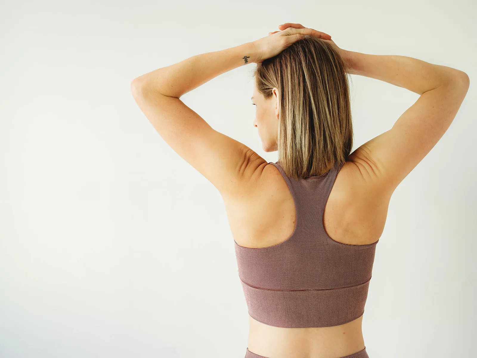 Mauve Microstripe Longline Sports Bra *FINAL SALE*
