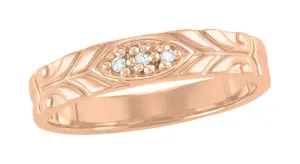 Men's 14K Rose Gold 1950's Jadan Wedding Band with Diamonds