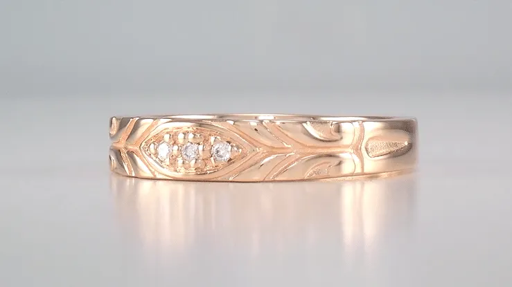 Men's 14K Rose Gold 1950's Jadan Wedding Band with Diamonds