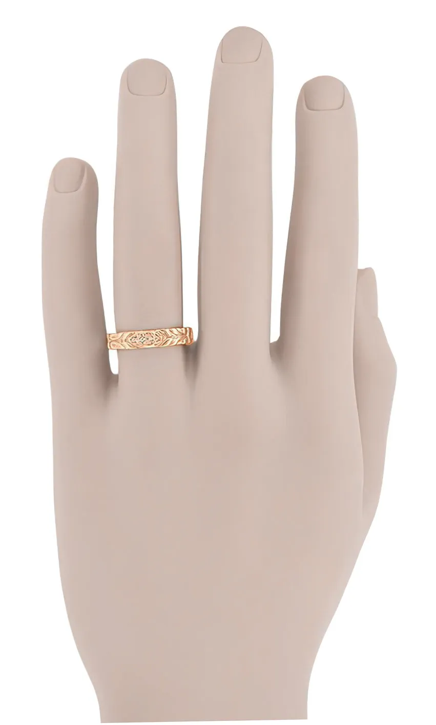 Men's 14K Rose Gold 1950's Jadan Wedding Band with Diamonds