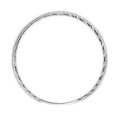 Mens Art Deco Vintage Style Engraved Wheat Wedding Ring in Platinum
