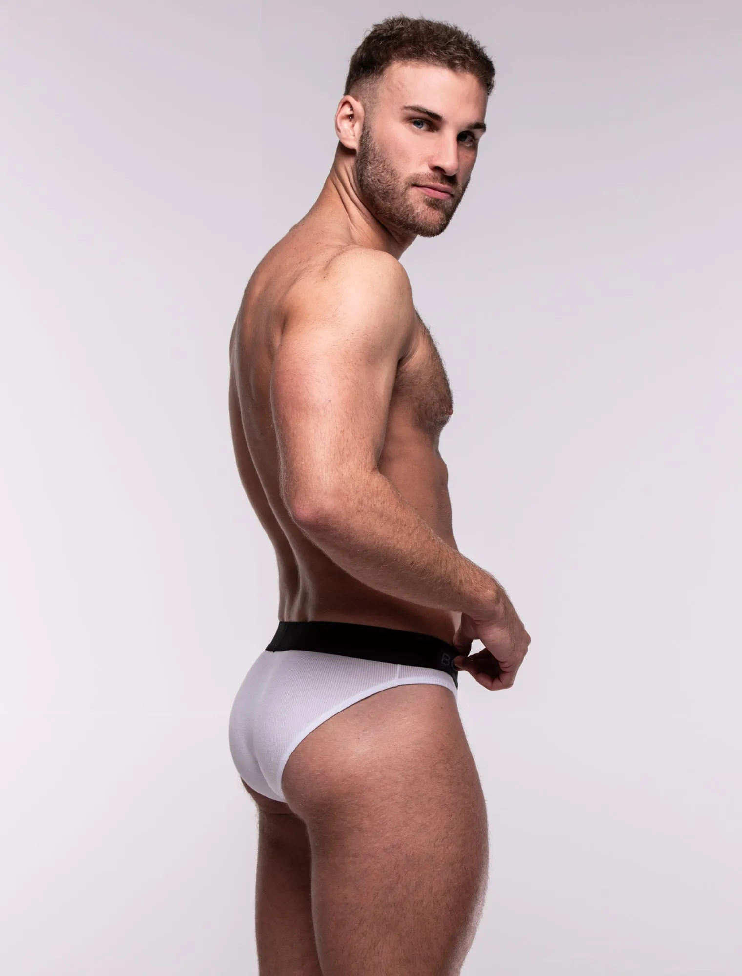 Mens Classic Ribbed Briefs - White
