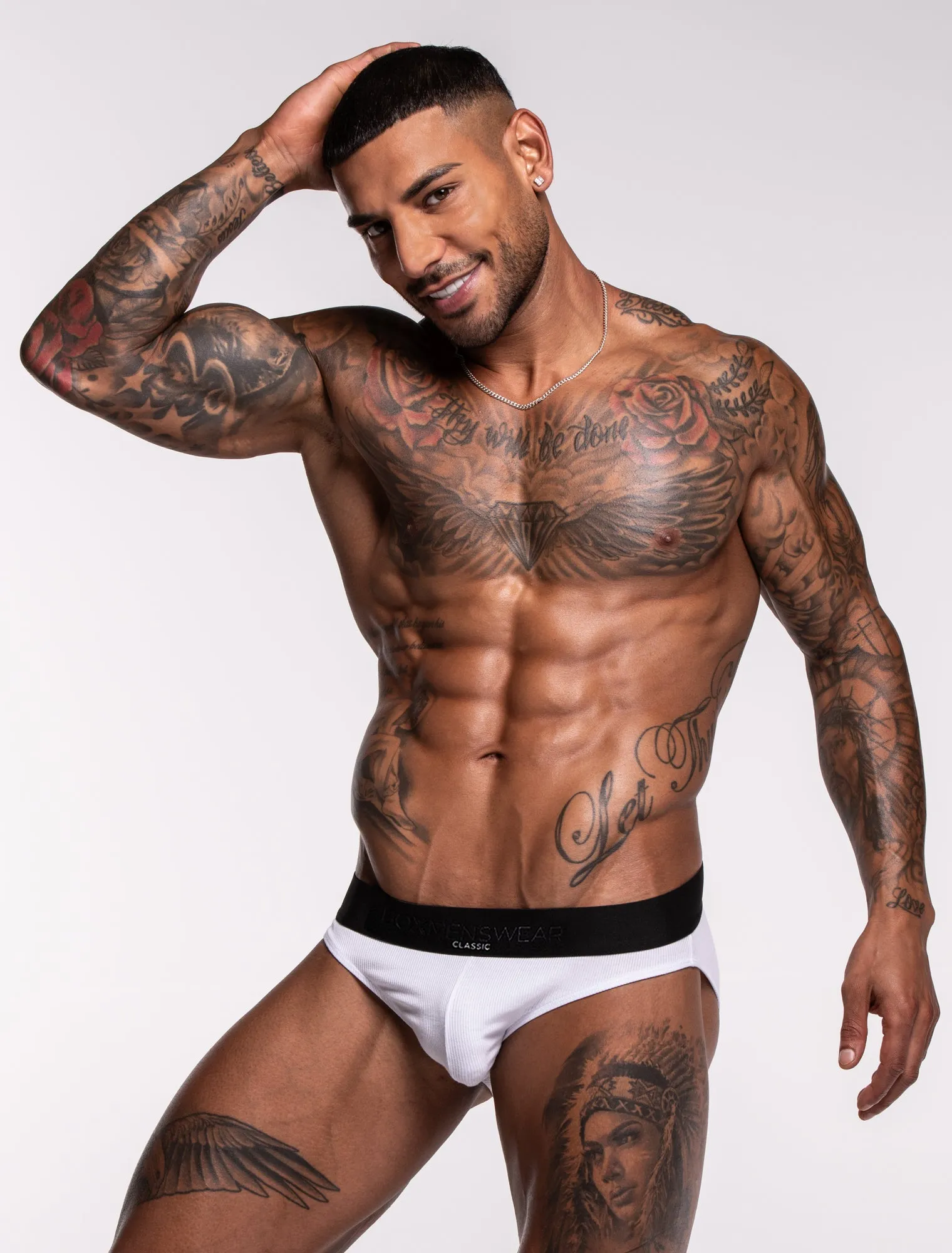 Mens Classic Ribbed Briefs - White
