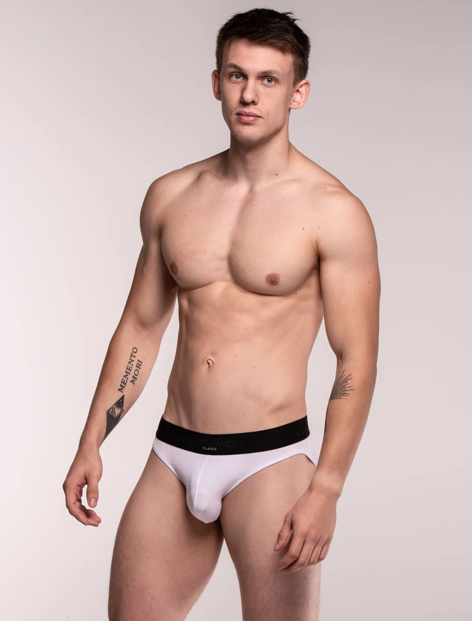 Mens Classic Ribbed Briefs - White