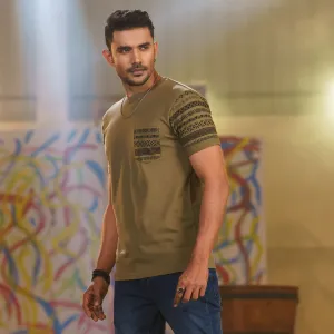 Mens Green Print T-Shirt