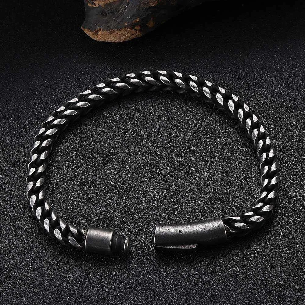 Men's Stainless Steel Round Mill Simple Fashion Titanium Steel Vintage Bracelet