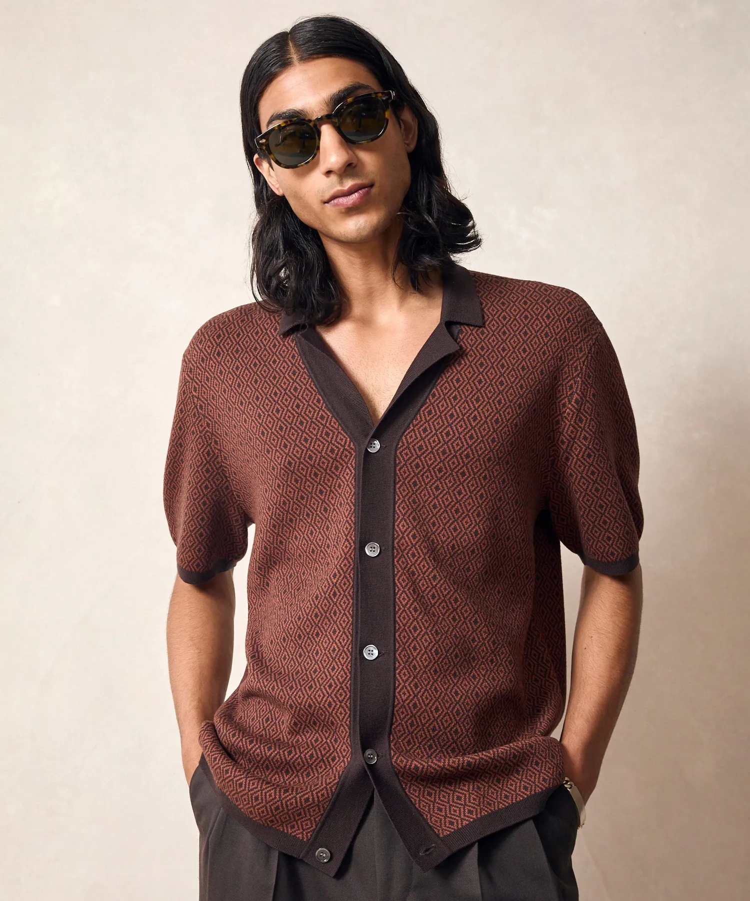Micro Diamond Bungalow Sweater Polo