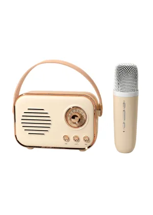 Mini Retro Karaoke Machine Portable Bluetooth Speaker with Microphone