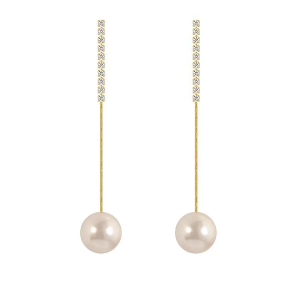 Minimalist Rhinestones Crystal Beaded Pearl Earrings