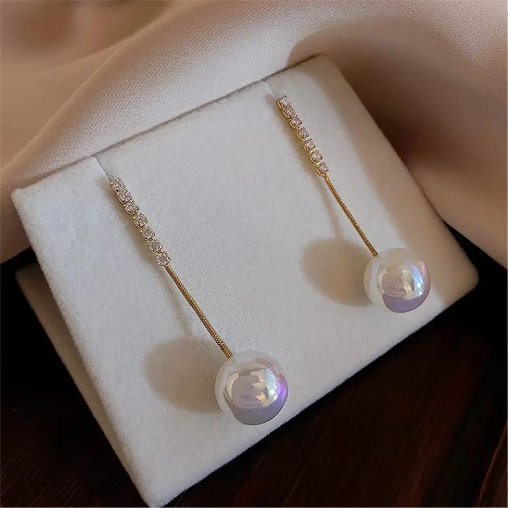 Minimalist Rhinestones Crystal Beaded Pearl Earrings