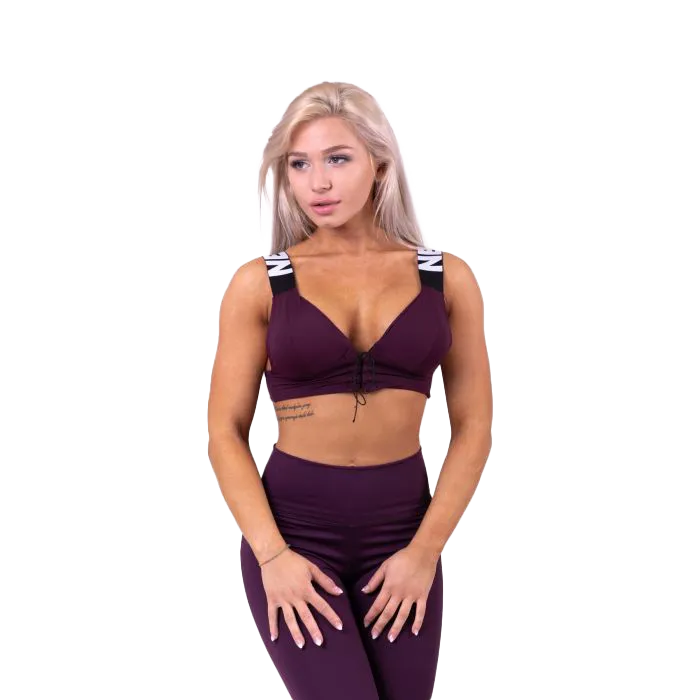 Nebbia Lace Up Sports Bra 694 - Burgundy