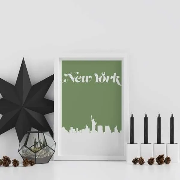 New York, New York retro inspired city skyline