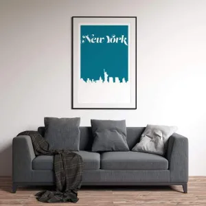New York, New York retro inspired city skyline