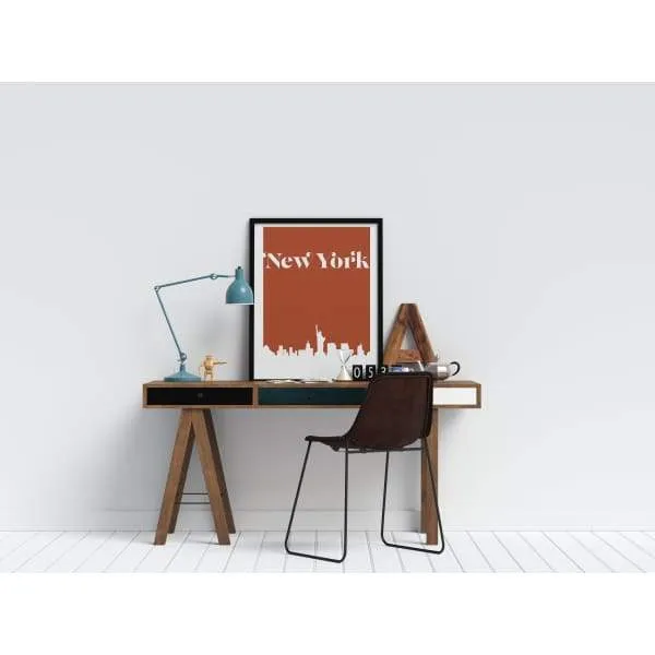 New York, New York retro inspired city skyline