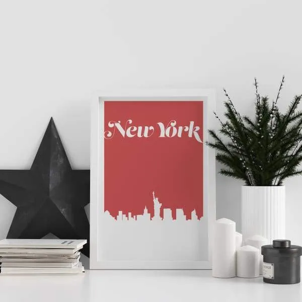 New York, New York retro inspired city skyline