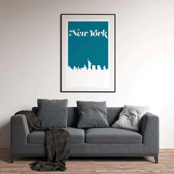 New York, New York retro inspired city skyline