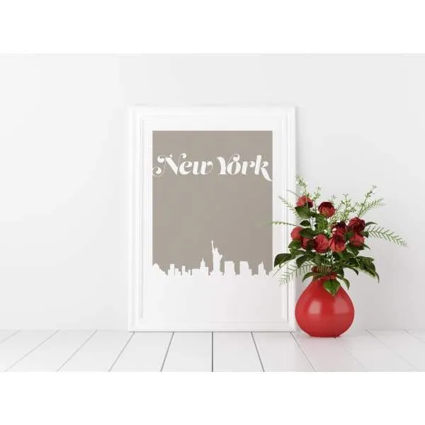 New York, New York retro inspired city skyline